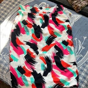 ANTONIO MELANI Pink and Green Knee-Length Pencil Skirt